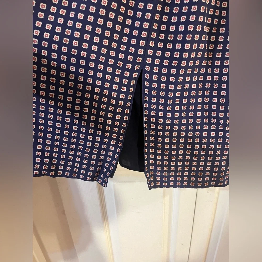 Madewell 100% Silk Ascot Geo Printed Lined Midi Skirt Size 2